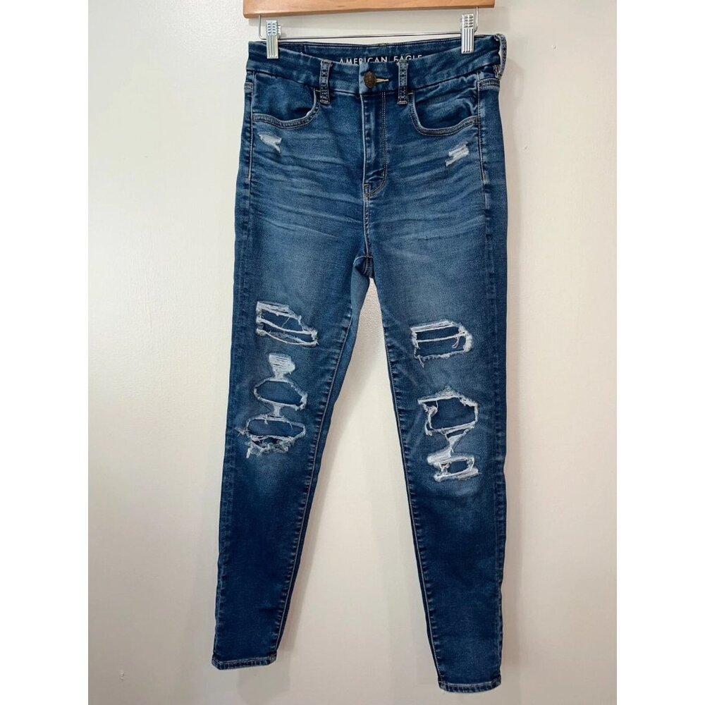 American Eagle Women's Blue Curve High-Waisted Jeans